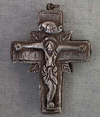 SOLD Antique Post -Byzantine Silver Orthodox Pectoral Reliquary Cross 16th -17th c