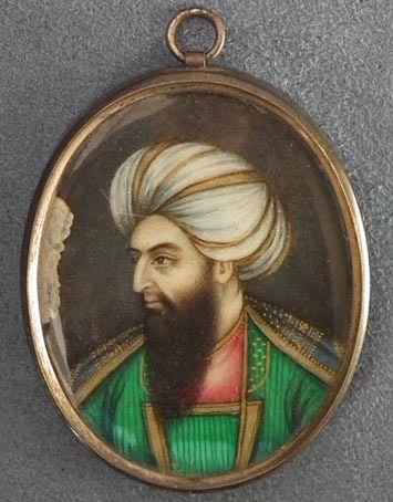 SOLD Antique Islamic miniature portrait Dost Mohammad Khan Afghan King of Afghanistan