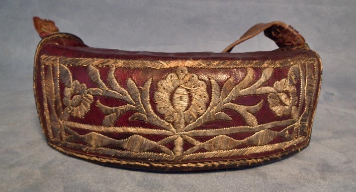SOLD Antique 18th century Turkish Ottoman Islamic gun cartridge pouch embroidered in silver