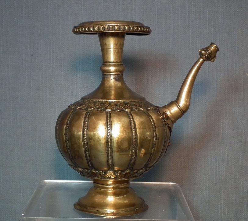 SOLD Antique 18th Century Northern Indian Brass Ewer With Dragon’s Head Spout