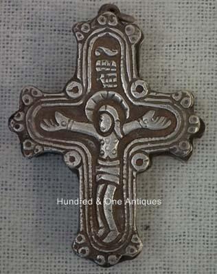SOLD Antique post -Byzantine silver orthodox pectoral reliquary cross 16/17th century