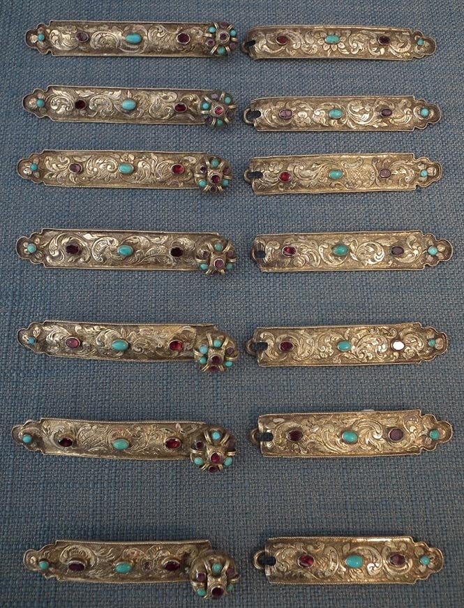 SOLD Antique 17th-18th Century Jewelled Gilt silver Ottoman Hungarian Or Polish Clasps Buckles