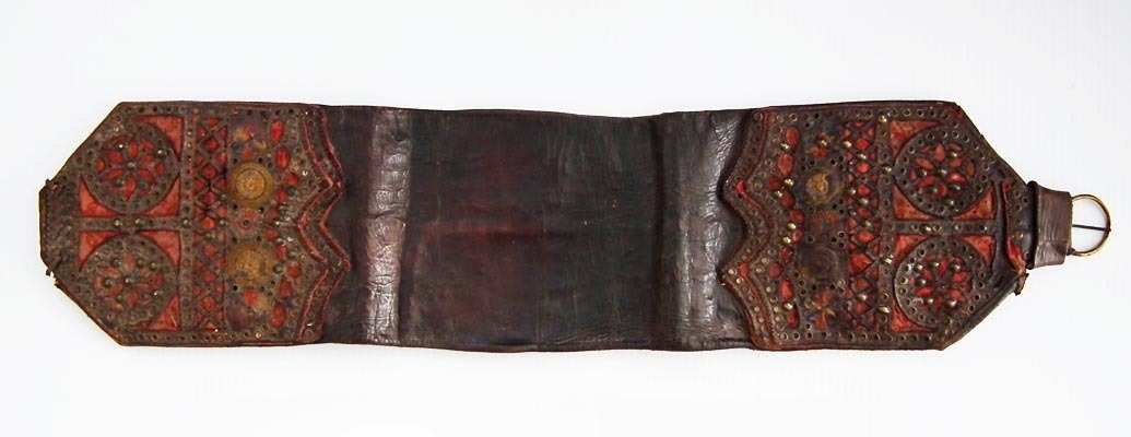 SOLD Antique 19th Century Polish Leather Money Belt Pas Trzos Krakowski