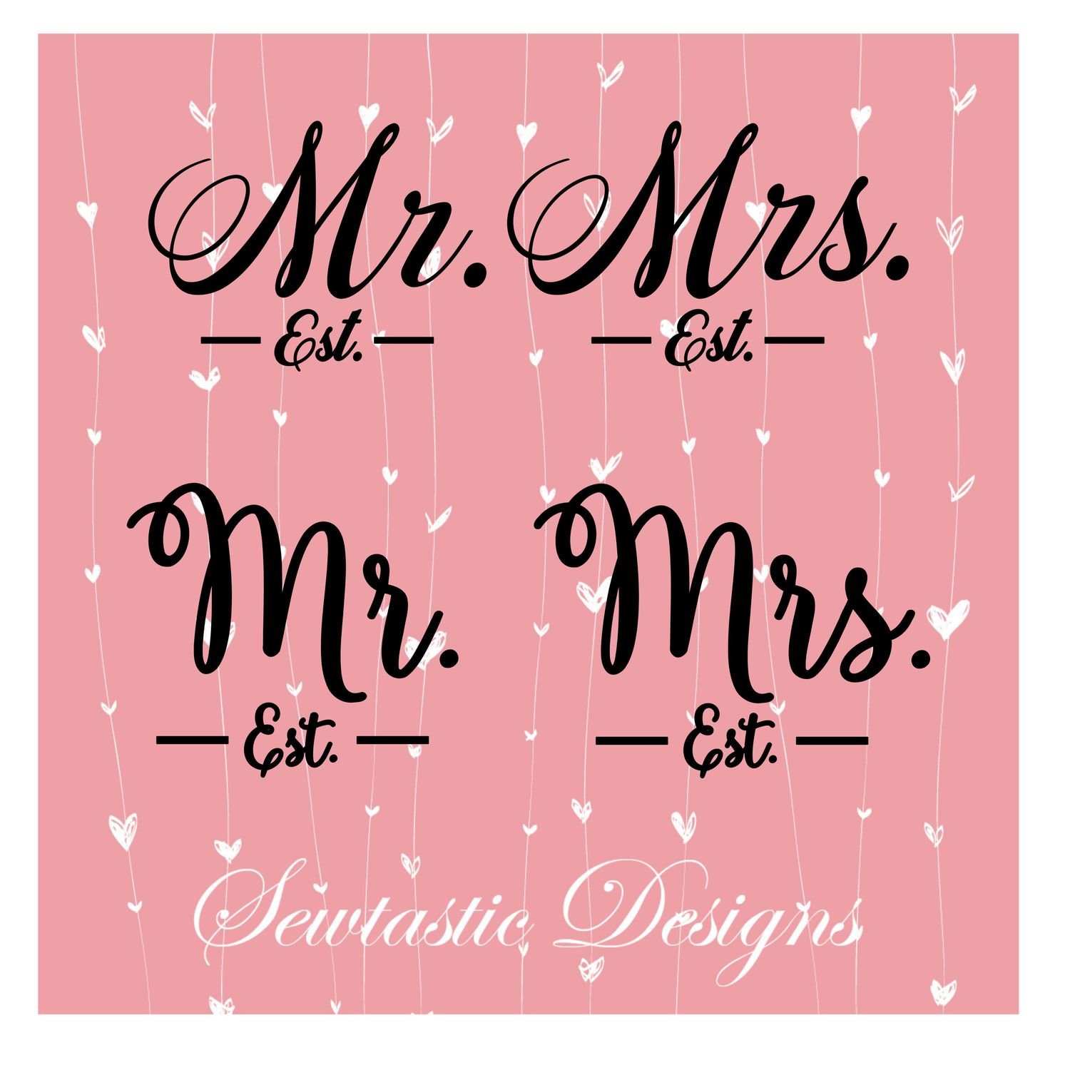 Mr & Mrs SVG Cut File, Iron On, Decal, Cricut, Silhouette, ScanNCut