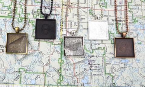 1 Inch (25mm) Square Pendant Tray With 24 Inch Ball Chain & Dome Glass 00030