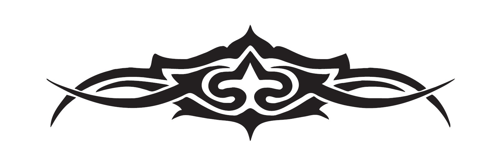 USA and International Orders: 5 x 100mm Hi Gloss Black Sticker. Classic Tattoo Design. Suitable for Bikes, Helmets etc. 00000