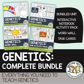 Genetics & Heredity Complete Bundle - PowerPoint Unit, INB, Task Card, Word Wall Genetics & Heredity Complete Bundle - PowerPoint Unit, INB, Task Card, Word Wall