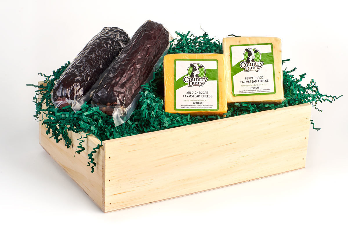 4 lb. Summer Sausage & Cheese in Vintage Wooden Box 4 lb. Summer Sausage & Cheese in Vintage Wooden Box