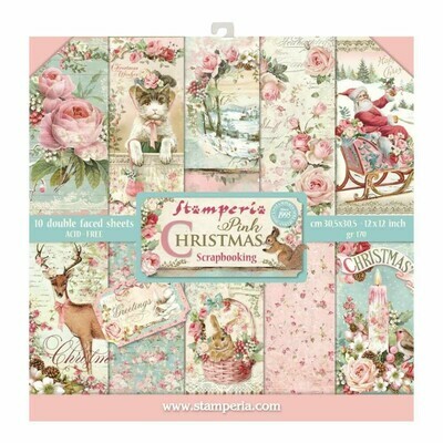 Stamperia Pink Christmas - 12 x 12 Paper Pad Stamperia Pink Christmas - 12 x 12 Paper Pad