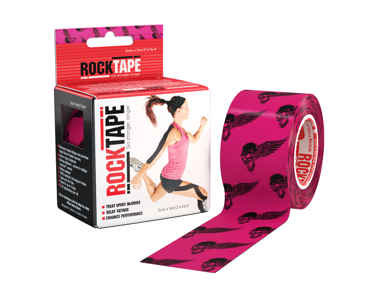 RockTape, 5см х 5м, Pink Skull RCT100-PKSKU-OS