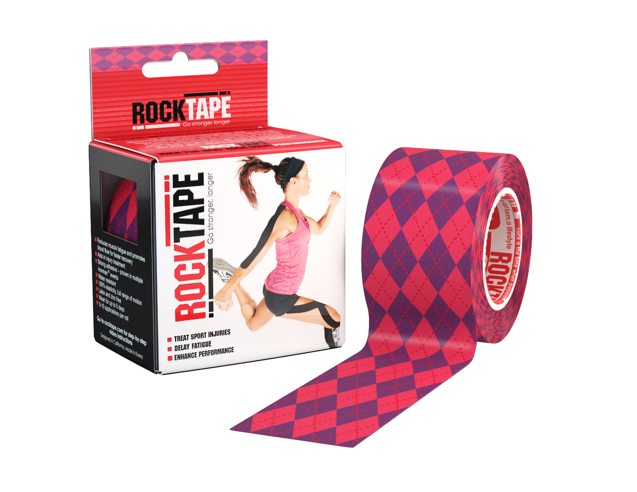 RockTape, 5см х 5м, Pink Argyle RCT100-PKARG-OS