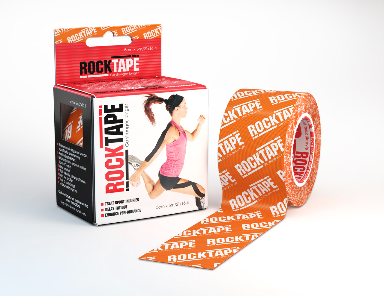RockTape, 5см х 5м, оранжевый лого RCT100-ORLG-OS