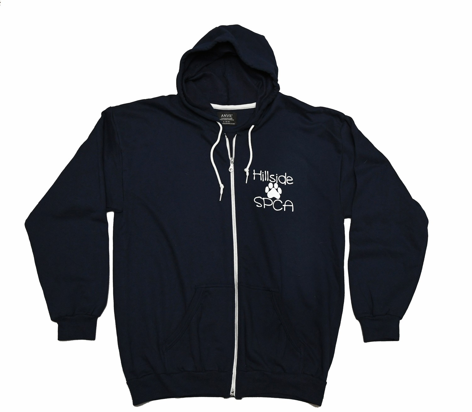 Navy Blue Longsleeve Zip Front Hoodie Store Hillside SPCA, Inc.
