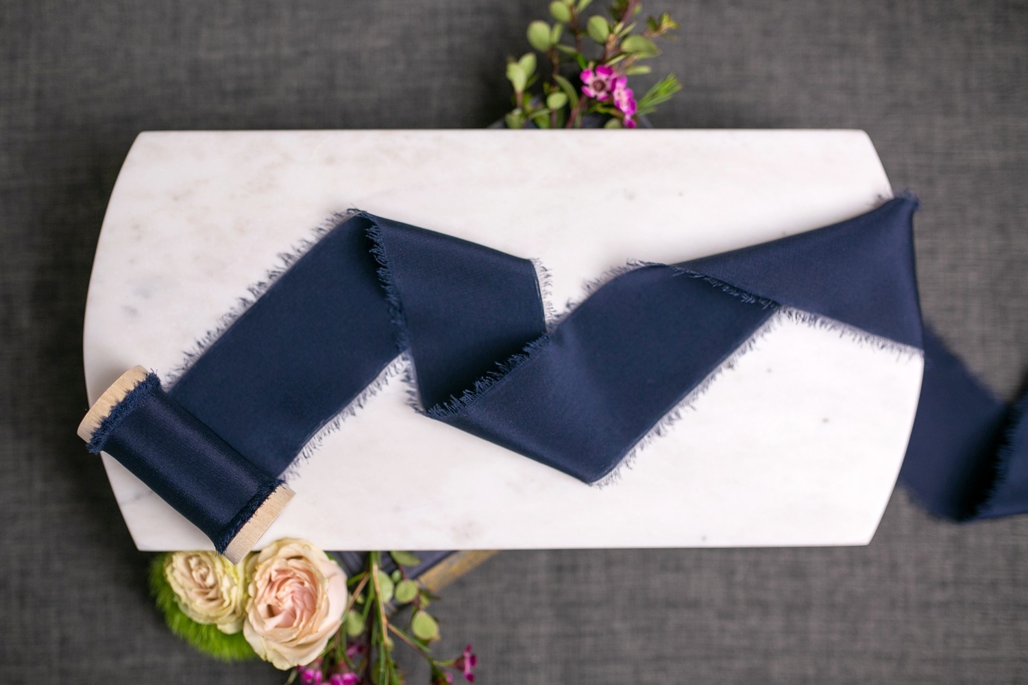 Navy Blue Silk Ribbon; 100% Silk; Navy Blue Wedding bridal bouquet