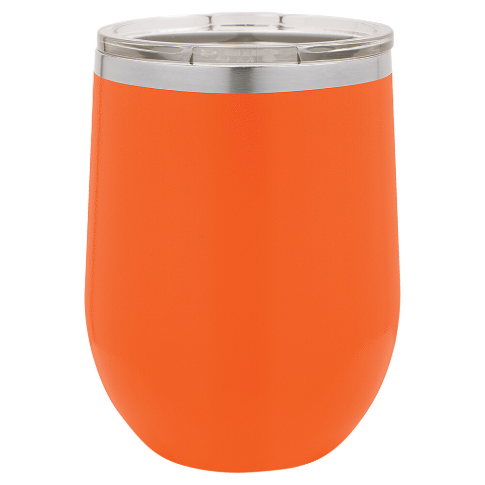Beverage Tumblers 12oz Orange Stemless Wine Tumbler with Lid