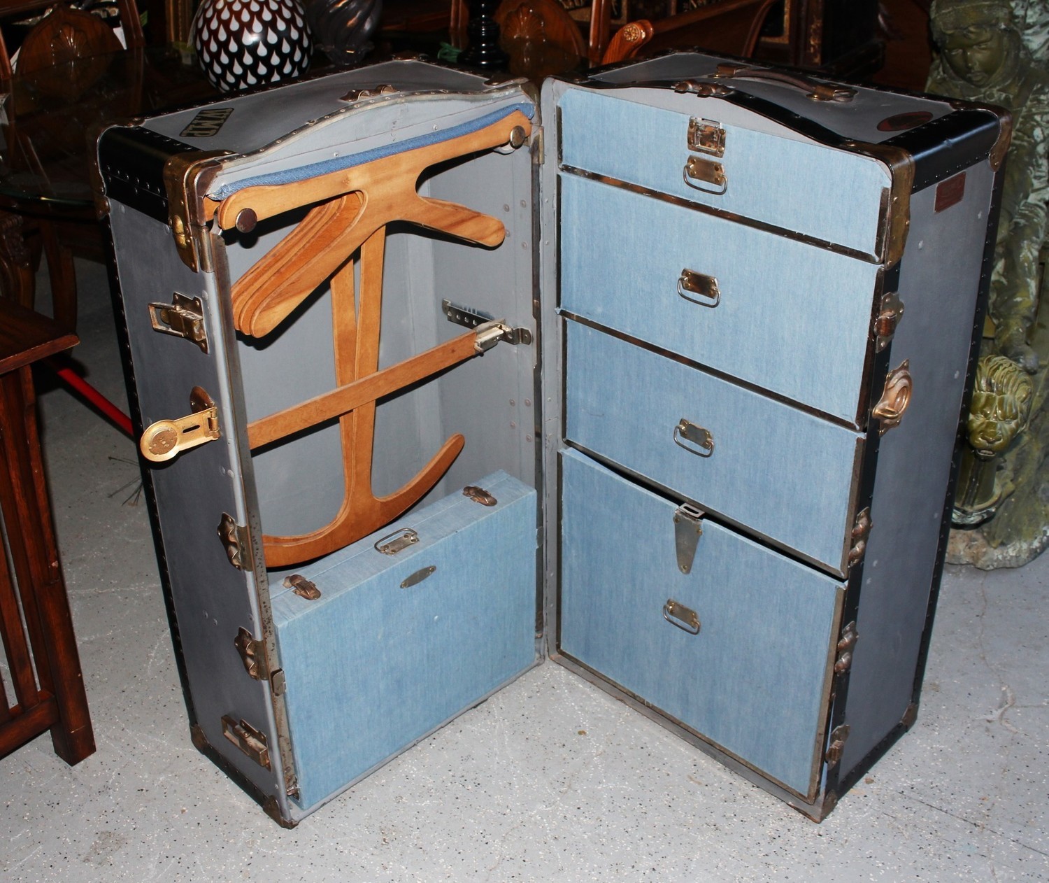 1900 S Keystone Indestructo Wardrobe Steamer Trunk