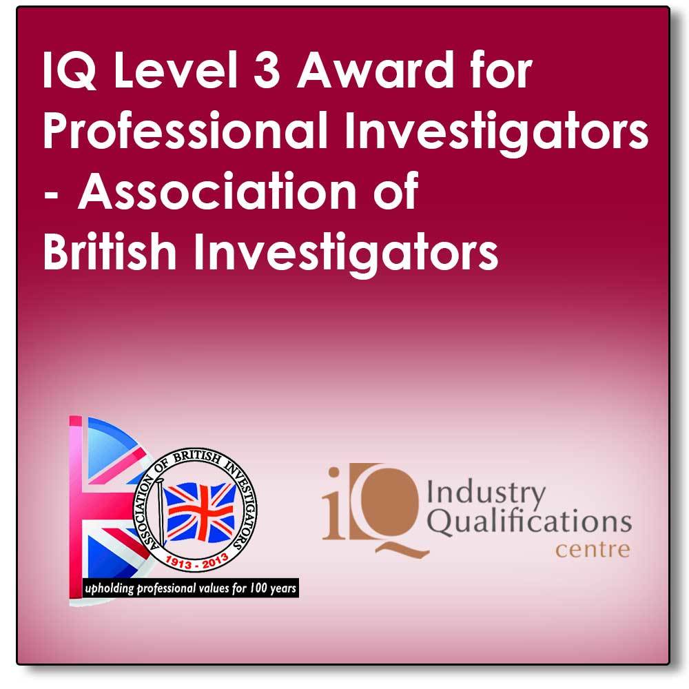 A 5 day full tutor programme leading to a final exam to achieve an industry recognised qualification in Professional Private Investigations (The IQ Level 3 Award for Professional Investigators) 00001