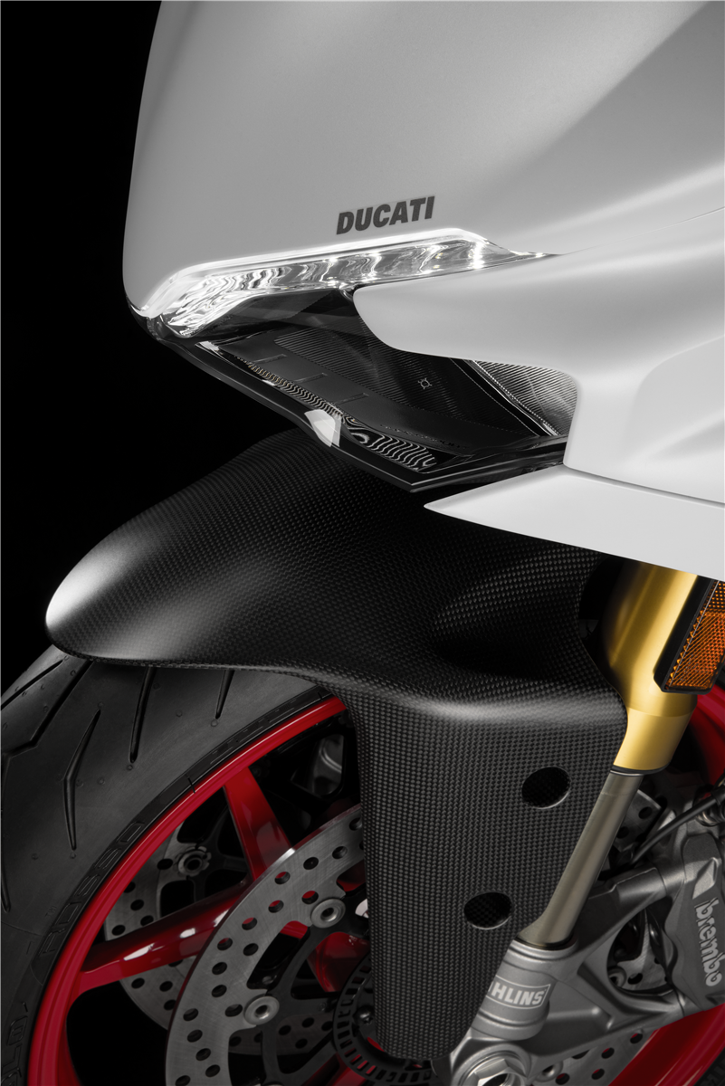 Carbon fibre front mudguard.