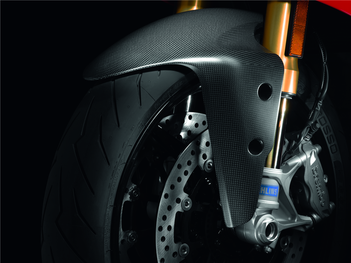 Carbon fibre front mudguard.