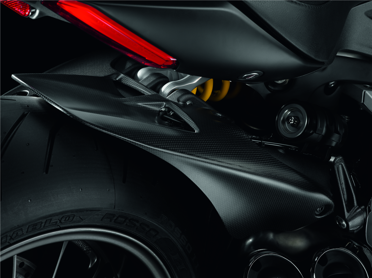 Carbon rear mudguard.