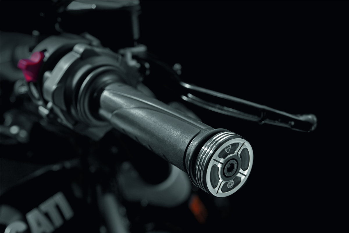 Billet aluminium handlebar balancing weights.