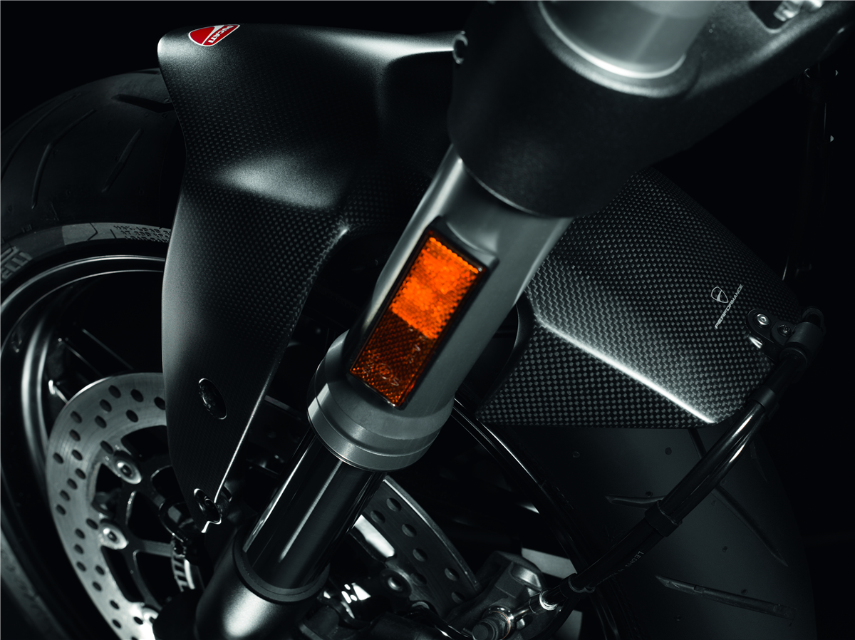 Carbon fibre front mudguard.