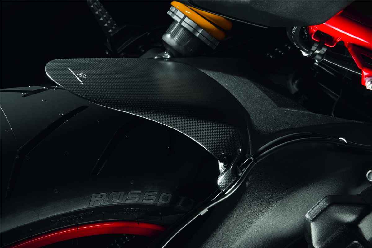 Carbon rear mudguard.