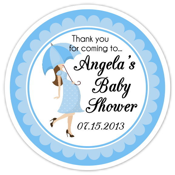 Blue Umbrella Baby Shower Stickers 203-sticker