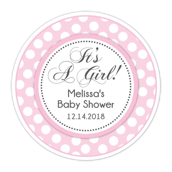 Pink Polka Dot It's A Girl Baby Shower Stickers 208-sticker