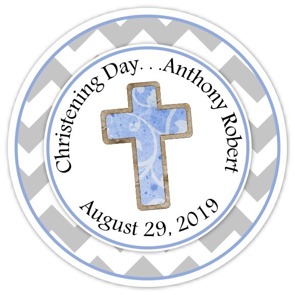 Blue and Gray Christening Day Personalized Stickers 213-sticker
