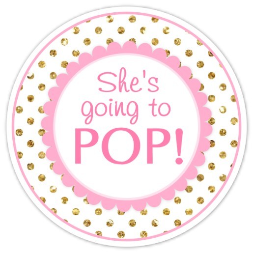 Pink and Gold Polka Dots She's Going to Pop Stickers 224-sticker