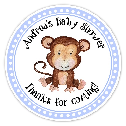 Blue Monkey Baby Shower Stickers 234-sticker
