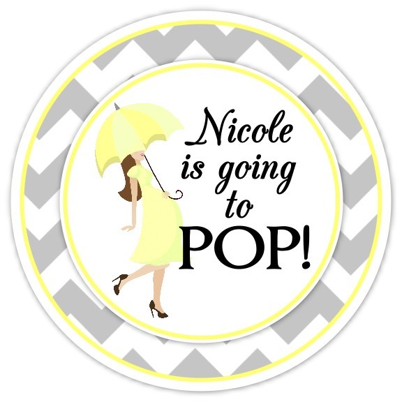 Yellow and Gray Chevron Baby Bump Going to Pop Stickers 227-sticker