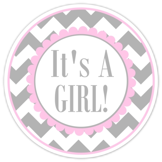 Pink and Gray Chevron It's A Girl Stickers 233-sticker