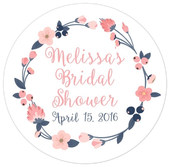Pink Blush and Navy Wreath Bridal Stickers 113-sticker