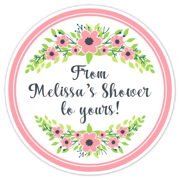Pink and Green Floral Wedding Shower Stickers 126-sticker