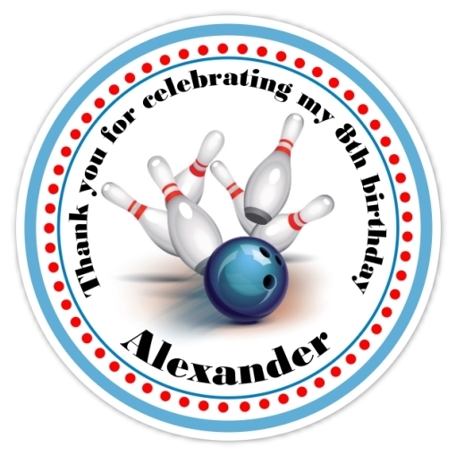Personalized Bowling Stickers - Blue and Red 301-sticker