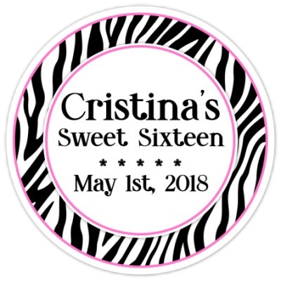 Personalized Zebra Print Stickers 143-za