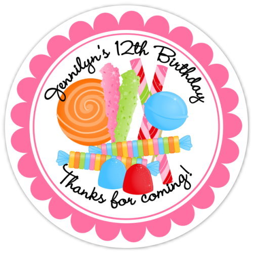 Candy Land Birthday Stickers, Design 2 305-sticker