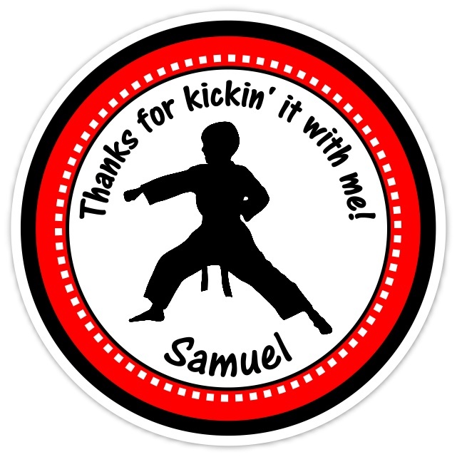 Boy Red Karate Birthday Stickers 312-sticker