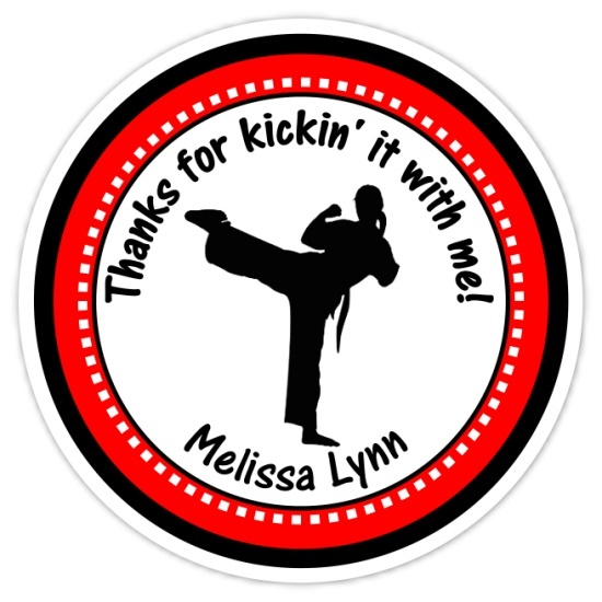 Girl Karate Birthday Stickers 311-sticker