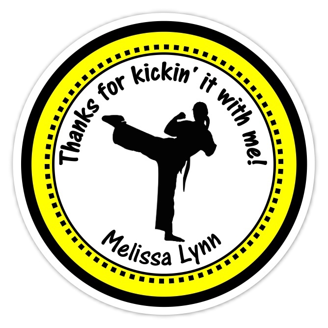 Girl Green and Black Karate Birthday Stickers 311y-sticker