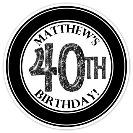 40th Birthday Stickers, Black and White 306-sticker