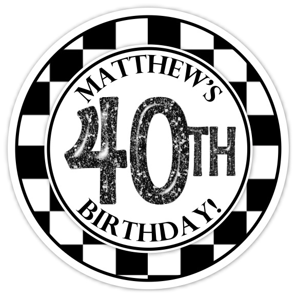 Black and White Check 40th Birthday stickers 307-sticker