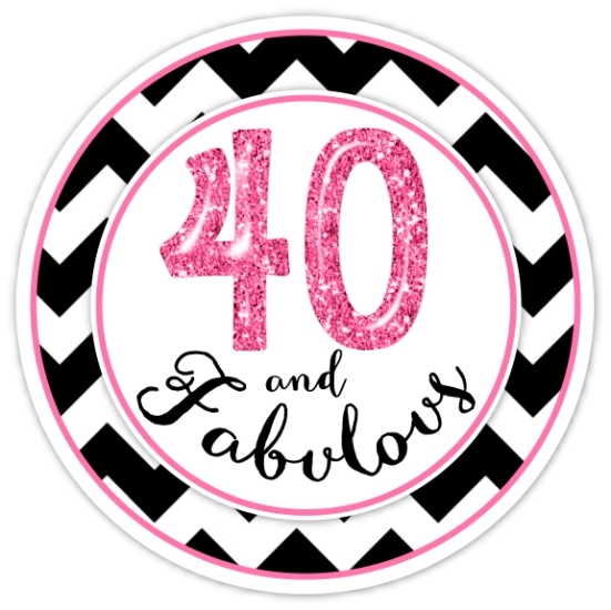 40 And Fabulous Black and Hot Pink Birthday Stickers 321-sticker