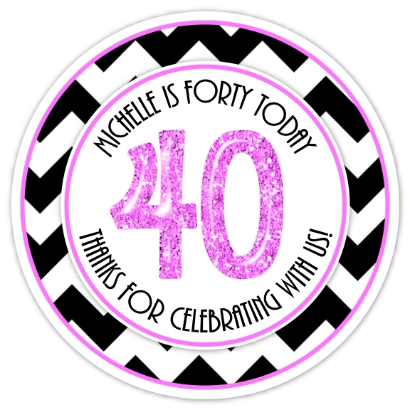 40th Birthday Black and Hot Pink Stickers 322-sticker