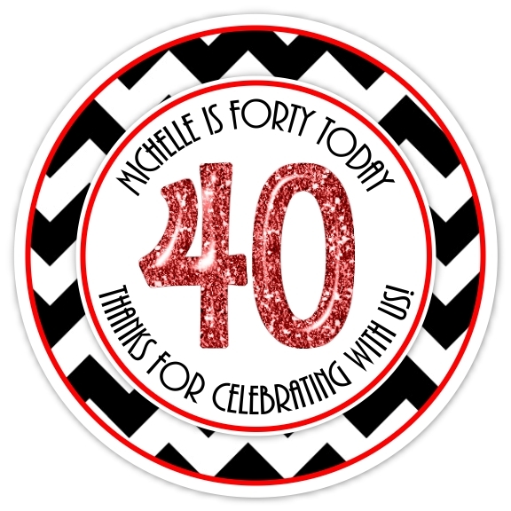 40th Birthday Black and Red Stickers 323-sticker