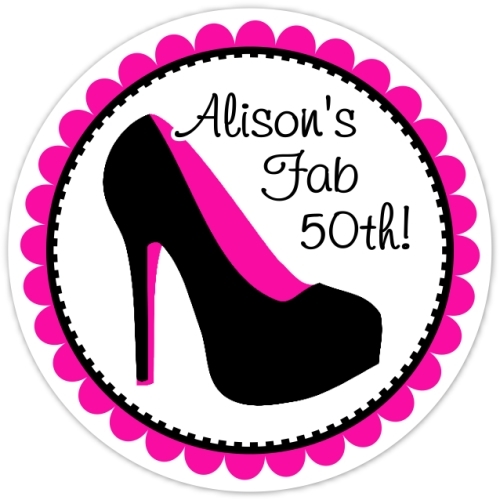 50th Birthday Black and Hot Pink Stiletto Stickers 324-sticker