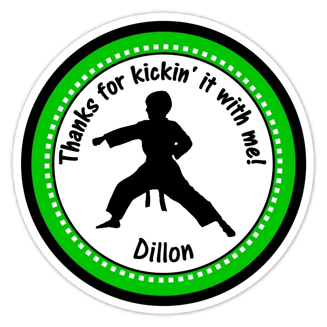 Boy Green Karate Birthday Stickers 312g-sticker