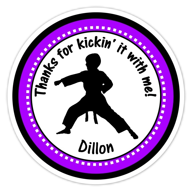 Boy Purple Karate Birthday Stickers 312p-sticker